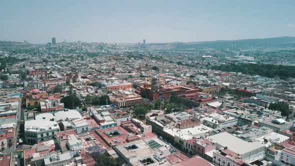 View of Queretaro downtown and main plaza with church
