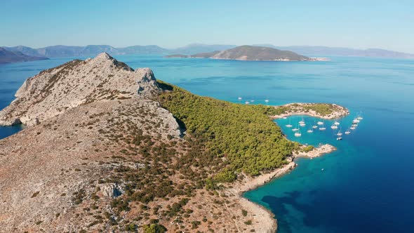Yacht Near the Green Island in Greece