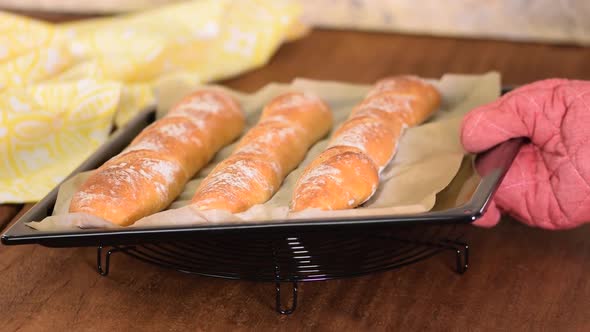 Freshly Baked French Baguettes. Traditional French Baguettes