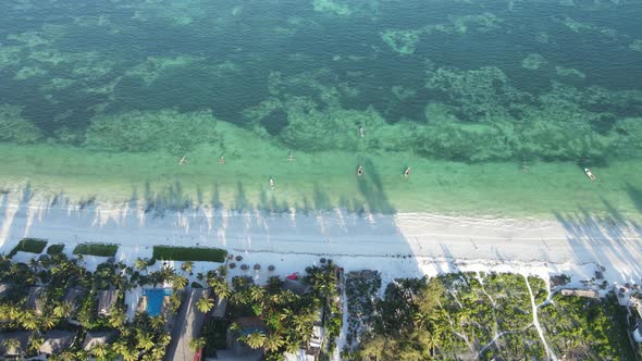 Boats in the Ocean Near the Coast of Zanzibar Tanzania Slow Motion