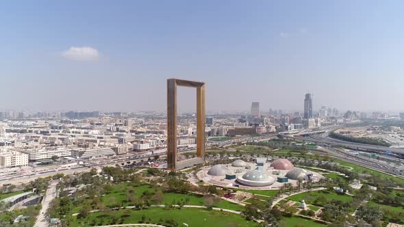 Aerial view of the Dubai Frame, U.A.E.