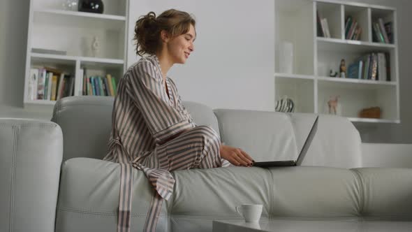 Girl Making Video Call on Living Room Couch