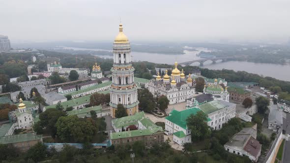 Kyiv, Ukraine Aerial View in Autumn : Kyiv-Pechersk Lavra. Kiev