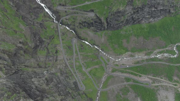 Flying high above Trollstigen Road in Norway, Europe