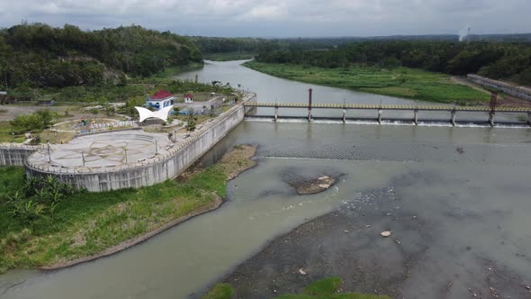 Kamijoro Dam, one of the largest dams in Bantul City, Yogyakarta, Indonesia