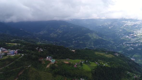 Rumtek Monastery area in Sikkim India seen from the sky