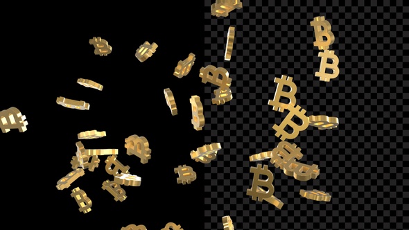 Flying Crypto Currency Symbols Bitcoin alt