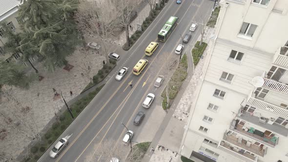 Aerial view of Ilia Chavchavadze avenue in the center of Tbilisi. Georgia 2021