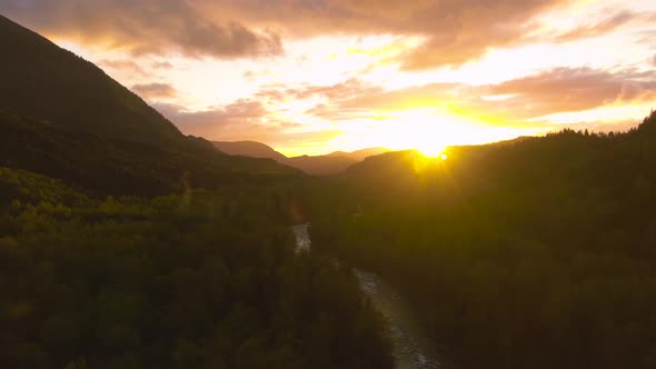 Aerial View of the Beautiful Valley with Canadian Mountain Landscape