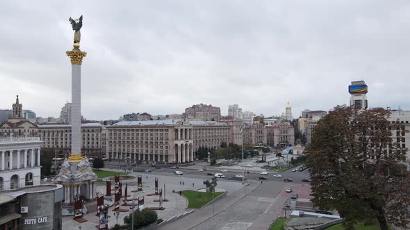 The Symbol of Kyiv, Ukraine - Independence Square Aerial View, Slow Motion