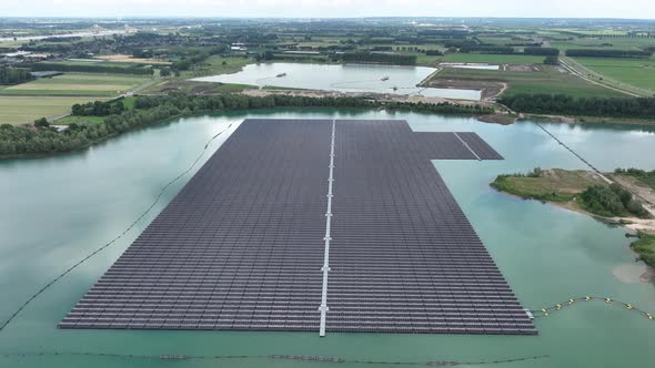 Clean Sustainable Energy Generation Using Solar Panels on a Large Pond in The Netherlands Druten