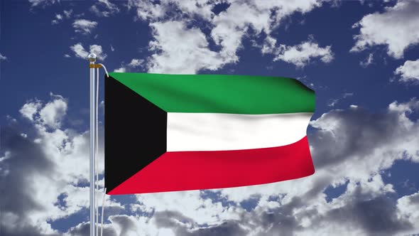 Kuwait Flag Waving 4k