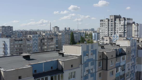 Soviet style architecture. Chernobyl style old building. 