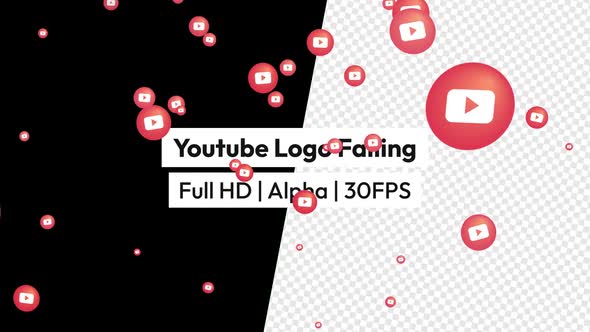 Youtube Icon Logo Falling with Alpha