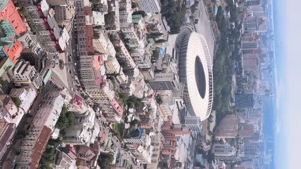 Vertical Video  Kyiv Ukraine Aerial View of the City