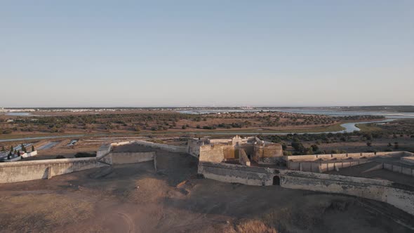 Drone flying around a medieval castle in Portugal, Castro Marim