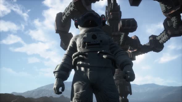 Astronaut on Another Planet with Dust and Fog alt