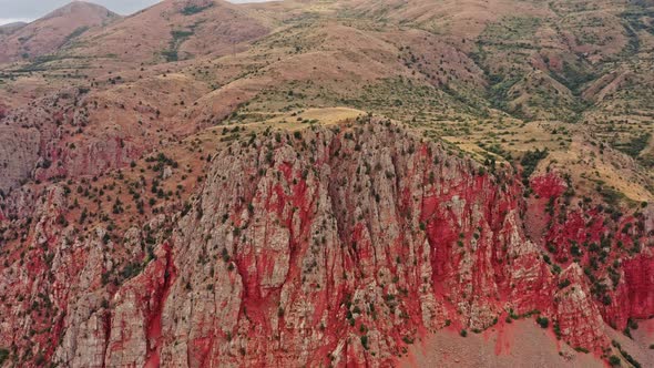 Aerial Drone Zoom in of Vast Mountains of Armenia