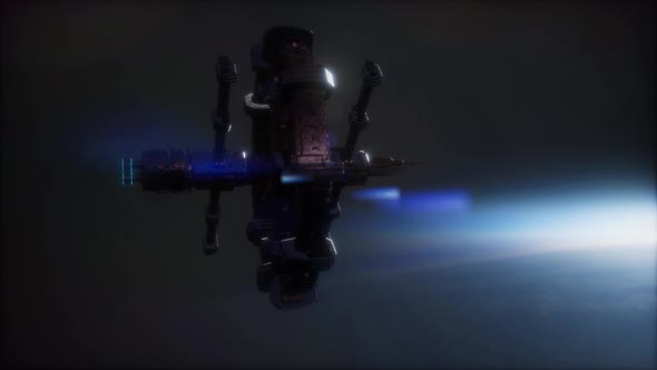 Earth and Spacecraft. Space Ship Over the Earth alt