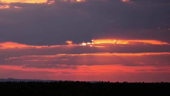 Orange Sunset in Yellow Sky Time Lapse