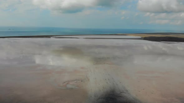 Aerial View of Beige Salt Lake