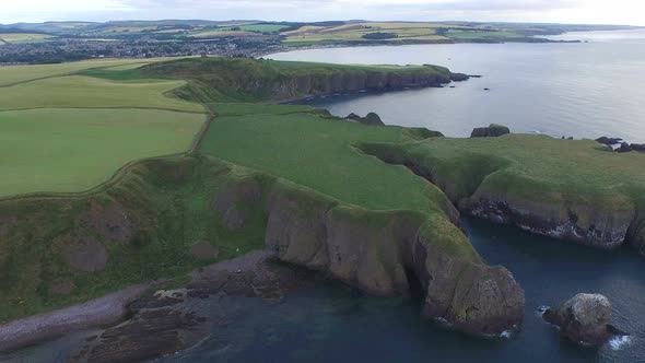 Aerial view of the North Sea coast, Scotland