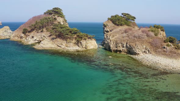 Rocky Promontory with a Strait Between the Rocks