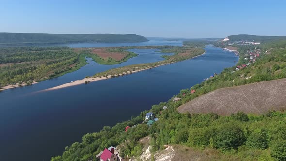 Zhiguli Mountains and Volga River Near Samara