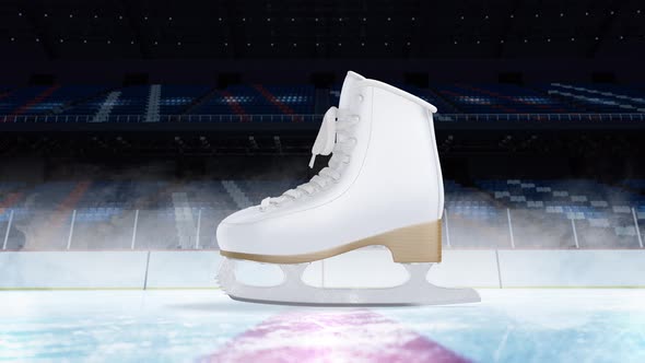 Blank ice rink surface with skates background, looped rotation