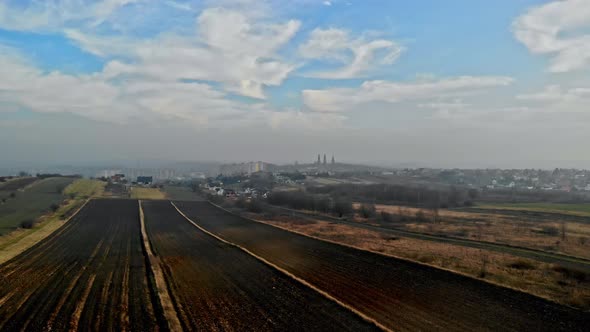 Flight over a plowed field