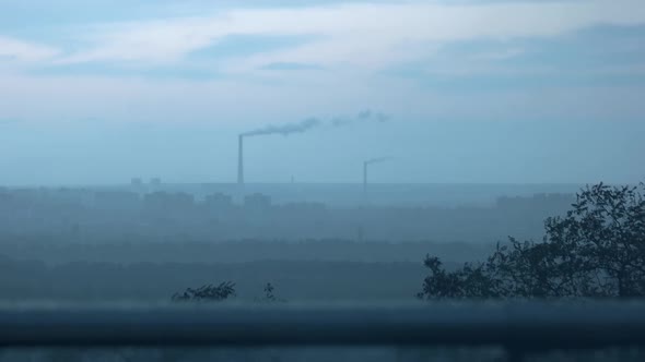 Steaming Outdoor, Blue Background.