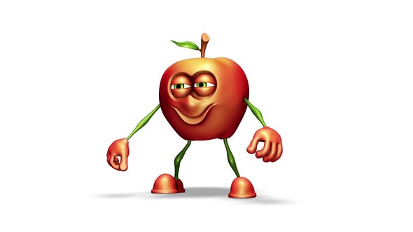 Comic Apple  Looped Dance on White Background alt