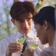 Slow motion Asian Bride And Groom Enjoying Champagne On Their Wedding Celebration. - VideoHive Item for Sale