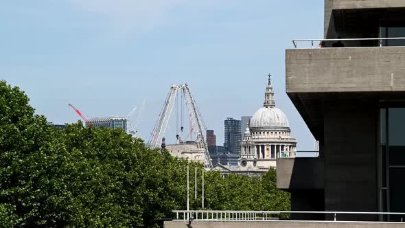 Time-Lapse of St Paul's Cathedral from Waterloo Bridge near the National Theatre, London, United Kin