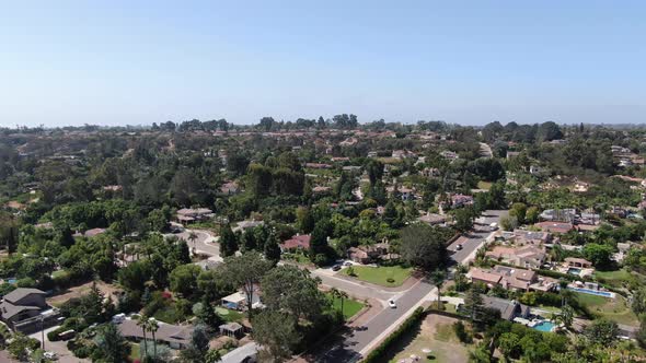 Aerial View of Encinitas Town with Large Villa and Swimming Pool