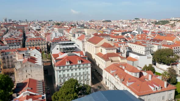 Aerial Dolly in View of Traditional European Architecture with Colorful Houses in Urban City Center
