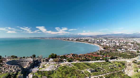 Aerial Footage of the Antique City Side, Turkey 4 K