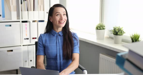 Manager Brings Many Folders to Young Woman Secretary to Work with Documents Slow Motion  Movie