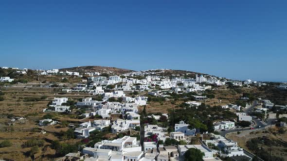 Village of Apollonia on Sifnos Island in the Cyclades in Greece from the sky