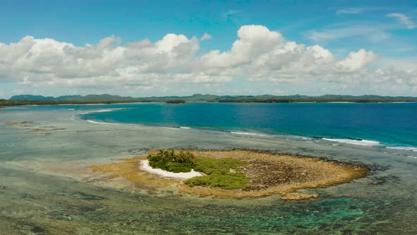 Tropical Island in the Blue Ocean Water