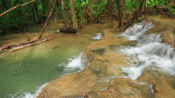 Time-lapse of Level 7 of Huay Mae Kamin waterfall in Khuean Srinagarindra National Park