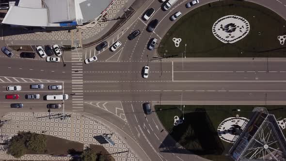 Elevated Road Junction And Interchange Overpass At Day Traffic Transportation