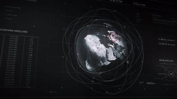 Global Satellite Control System Searching Planet Model For Location In Russia alt