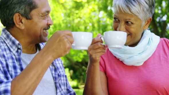 Senior couple drinking tea