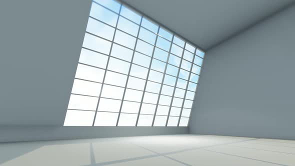 Empty White Room With Bright Light From Windows 3