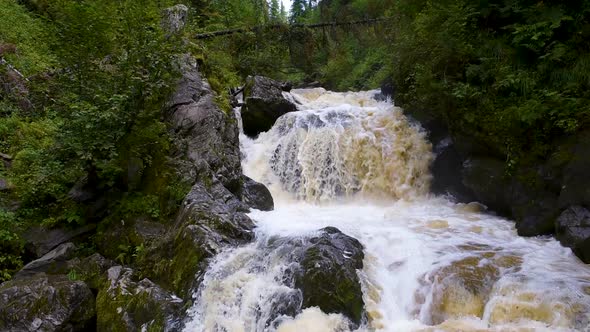 Waterfall in the Altai Mountains.