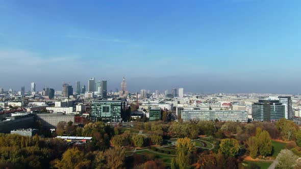 east european, polish city Warsaw fights against smog and environmental pollution to become eco-frie