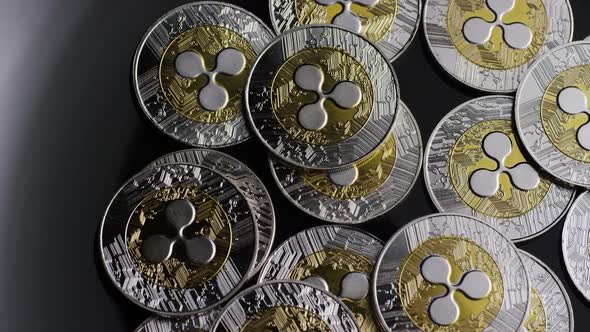 Rotating shot of Bitcoins 