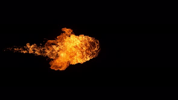 Fire Flame in Super Slow Motion Isolated on Black Background at 1000Fps