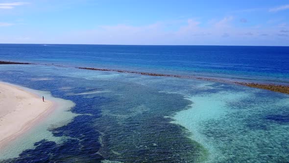 Aerial view travel of tropical coast beach by blue ocean and sand background